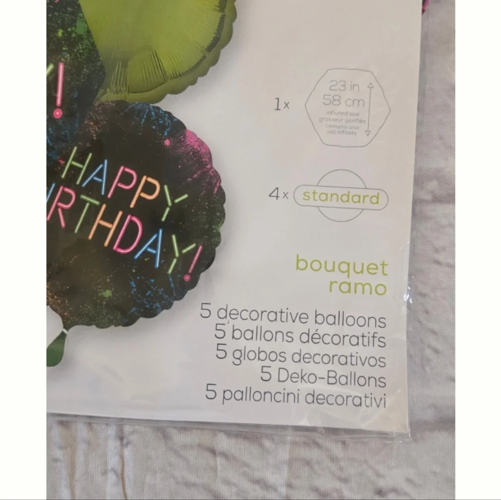 Happy Birthday Balloon Bouquet - Neon